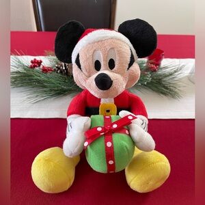 Mickey Mouse Santa Plush holding Gift